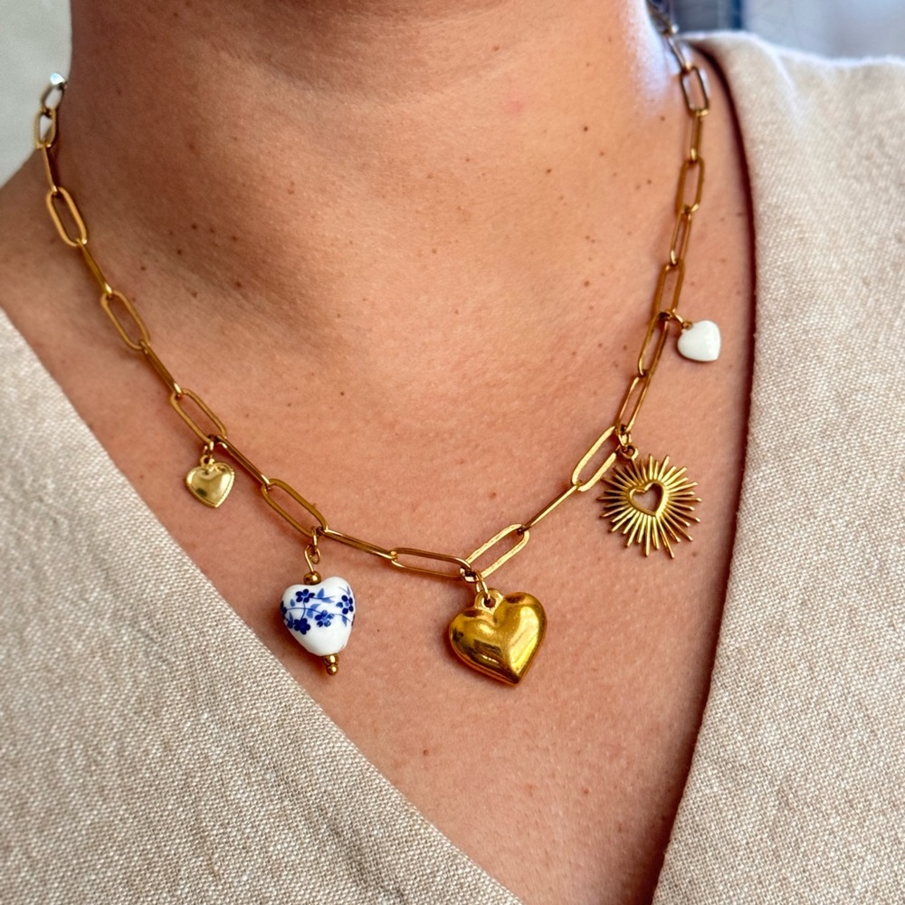 Gold Heart Charm Necklace